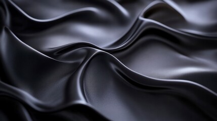 Obraz premium Abstract dark grey silk fabric with elegant folds and waves.