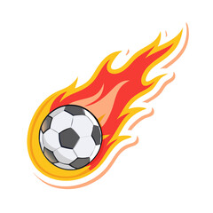 Obraz premium Fiery soccer ball blazing through the air. Intensity, speed, and energy. Vector illustration on white background. Sports promotions, dynamic ads, match posters, competitive football-themed designs.