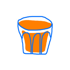 Simple Outline Juice Glass Handdrawn with Blue Line 