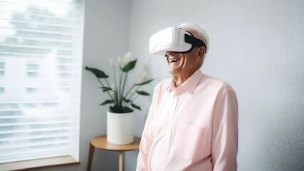 Tech savvy elderly: a modern twist on retirement with VR glasses.