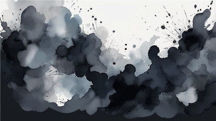 An abstract blue grunge background with paint splashes in the shape of a world map and continents is a perfect illustration for global travel designs