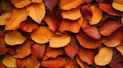 Vibrant Autumn Foliage Background Showcasing a Spectrum of Golden, Copper, and Ochre Leaf Colors