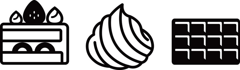 ショートケーキ　ホイップクリーム　チョコレート　アイコン