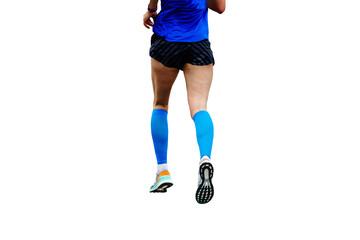 women legs running blue compression sleeves isolated on transparent background