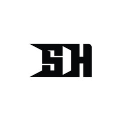 Obraz premium SH monogram logo design letter text name symbol monochrome logotype alphabet character simple logo