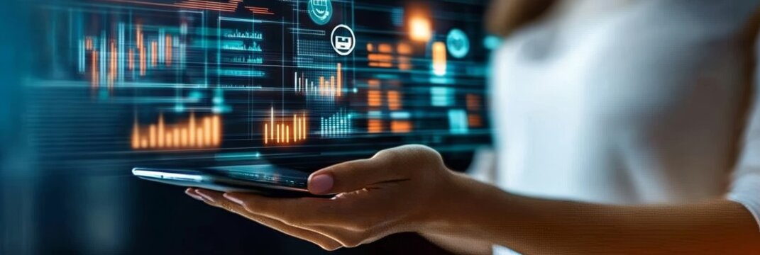 Innovative Technology and Financial Growth Insights with Woman Using Data Visualizations