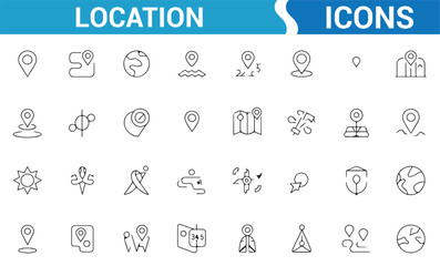 Collection of vector symbols for GPS, positioning, and location-based services.
