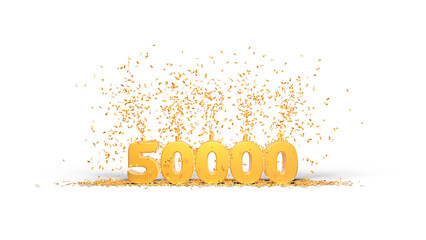 50 K followers thank you illustration - 3D rendering on transparent background	
