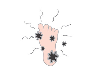 An illustration of the soles of the feet being unsanitary and smelly