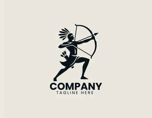 Powerful Native American Hunter Cultural Warrior Strength Symbol Vector Logo