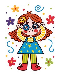 Fototapeta premium little girl illustration design