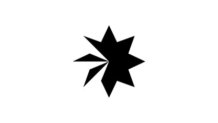 eight pointed star symbol, black isolated silhouette