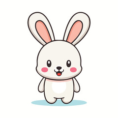 Obraz premium “Minimal Flat Vector of Bunny Rabbit with Bold Black Outline Happy Expression No Gradient”