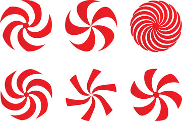 Obraz premium Six red and white swirl shapes vector illustration suitable for decorative design elements