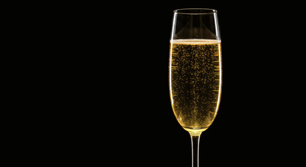 Sparkling Champagne Flute Festive Drink Bubbly Celebration Golden Beverage Close Up View