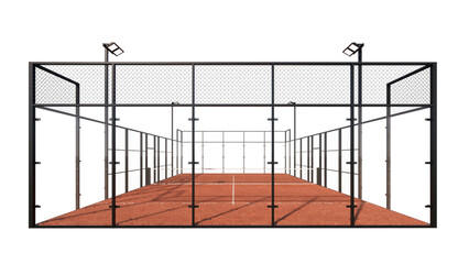 Terracotta padel tennis court with with transparent background