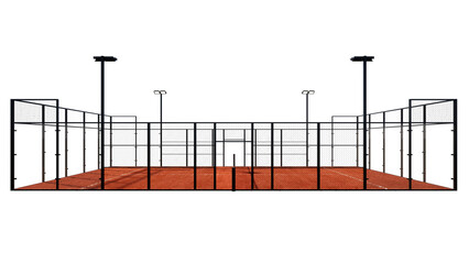 Side view Terracotta surface color padel court with transparent background