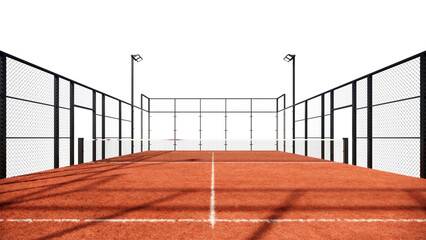 Terracotta color padel court floor with transparent background