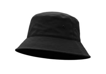 Isolated Black Bucket Hat - Casual Fashion Accessory