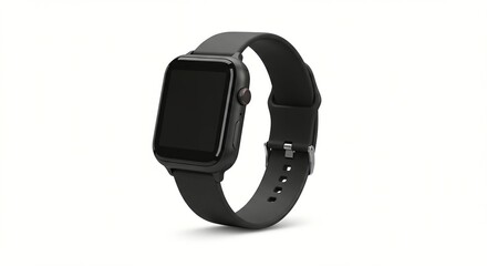 Fototapeta premium Sleek Black Smartwatch with Durable Silicone Strap Modern Timekeeping