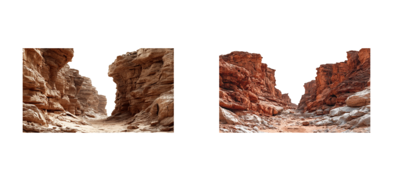 Exploring unique rock formations desert canyon landscape natural wonders ground-level adventure cut out set png