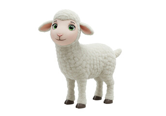 Isolated Adorable Cartoon Lamb with Woolly Texture