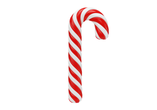 Isolated Red and White Striped Candy Cane for Christmas
