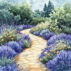 Obraz premium Lavender field blooming under the summer sky in Provence France
