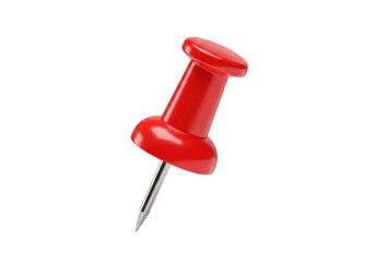 Isolated Bright Red Push Pin with Sharp Silver Point