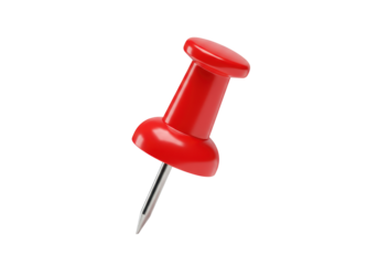 Isolated Bright Red Push Pin with Sharp Silver Point