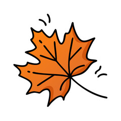 Cartoon Vector Falling Maple Leaf Icon
