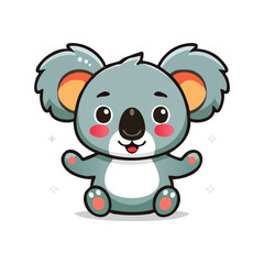 Naklejka premium Minimal Flat Vector of a Cute Koala – Bold Black Outline, Happy Expression, Clean Kawaii Style