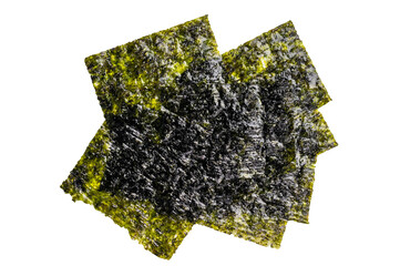 Dried nori seaweed sheets isolated on white background. top view © Mironov