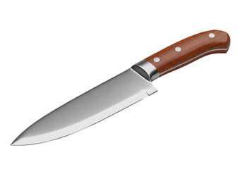 Isolated Sharp Chef Knife with Wooden Handle