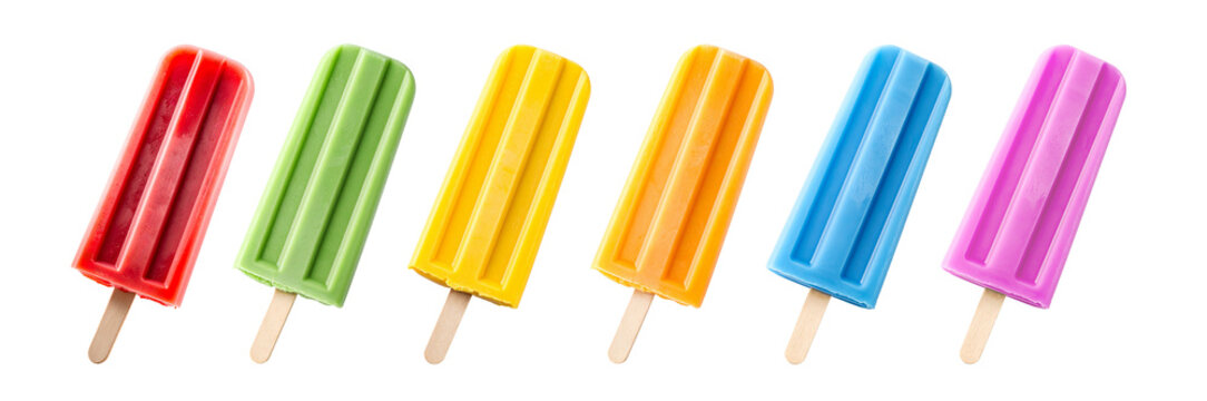 Colorful popsicles with transparent background refreshing summer treat - Powered by Adobe