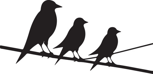 Birds on Wire Silhouette vector