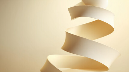 Spiraling beige ribbon with copy space for text, great for design projects, social media posts, backgrounds, and holiday themed graphics.