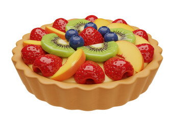 Isolated Delicious Fruit Tart with Creamy Filling