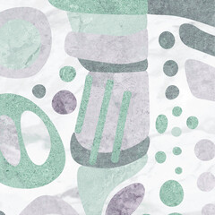 Digital art illustration. Organic geometry made of stone, cement and marble patterns.