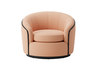 Isolated Modern Peach Armchair with Black Accents Comfortable Seating