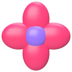 Abstract Flower Bubble Four Petal Bloom 3D Render