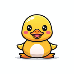 "Minimal Flat Vector of a Cute Duck-Shaped Swimming Ring with Bold Black Outline and Happy Expression – Fun and Playful Summer Design"