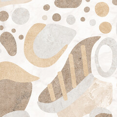 Digital art illustration. Organic geometry made of stone, cement and marble patterns.