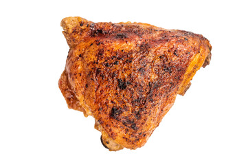 Roast chicken thigh with spices and herb isolated on white background. top view