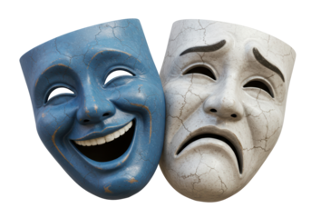 Isolated Theatrical Comedy and Tragedy Masks