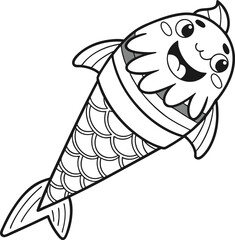Fototapeta premium Cartoon vector illustration of a cute sea fish symbol on a white background
