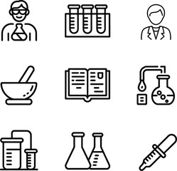 Science and Lab Equipment Line Icon Collection