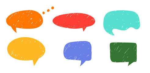 set of colorful bubble chat with grunge texture, vector illustration.