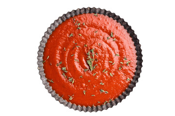Tomato paste sauce, canned food for cookng, isolated on white background