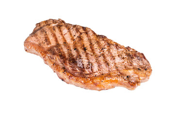 Grilled Striploin steak, New York strip beef meat steak isolated on white background